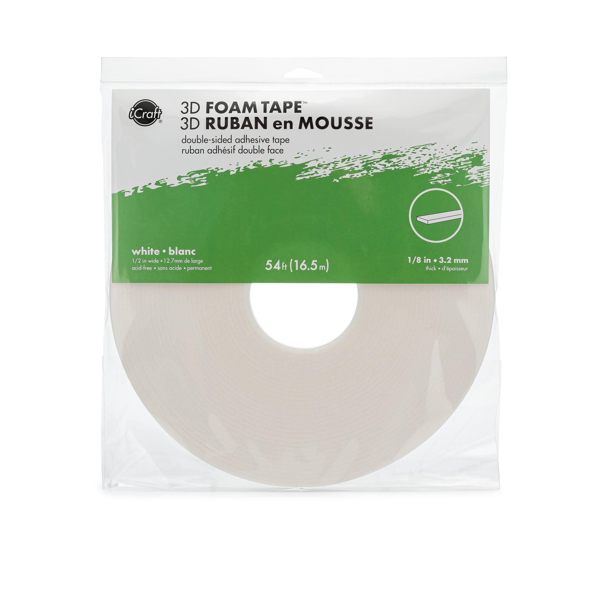 6 Pack: iCraft White 3D Foam Tape™ Roll, 54ft.